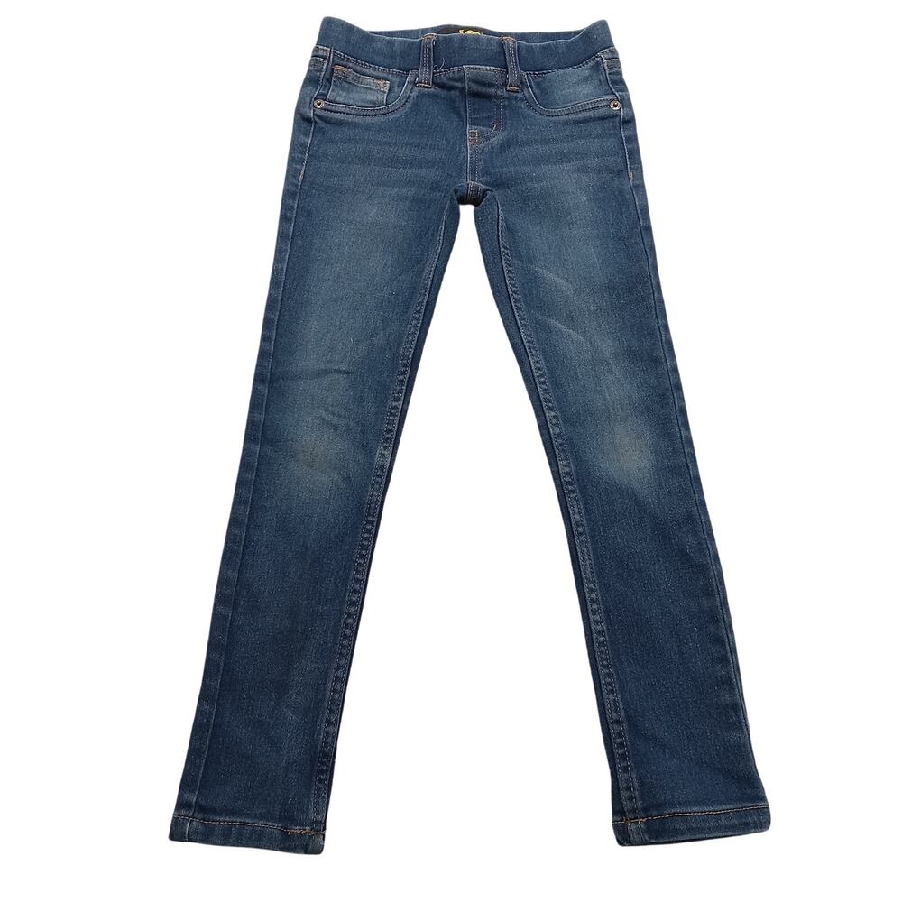 Lee Jeans 6 Girl's Blue Denim Elastic Waist Straight Cotton Polyester Spandex